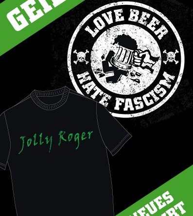 Neue Jolly Roger T-Shirts am Tresen